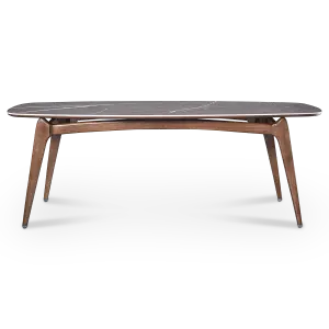 Eettafel Japandi Deens Ovaal Antraciet Keramiek | Walnoot Onderstel