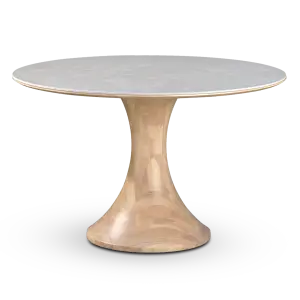 Ronde Tulip Eettafel Wit Keramiek | Naturel Onderstel