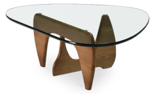 Japandi Salontafel Sabi | Glazen Blad | Walnoot Onderstel