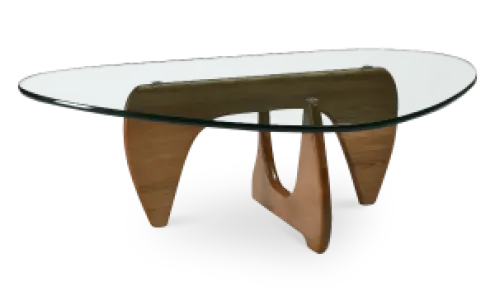 Japandi Salontafel Sabi | Glazen Blad | Walnoot Onderstel