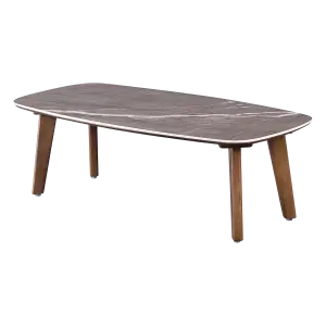 Salontafel Baron Deens Ovaal Antraciet Keramiek Walnoot Poten