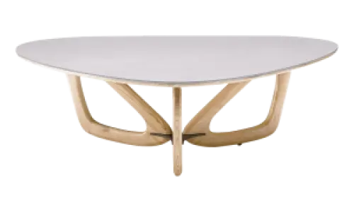 Japandi Salontafel Butterfly | Wit Keramiek | Essen Onderstel