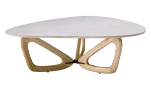 Japandi Salontafel Butterfly | Wit Keramiek | Essen Onderstel