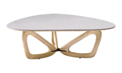 Japandi Salontafel Butterfly | Wit Keramiek | Essen Onderstel