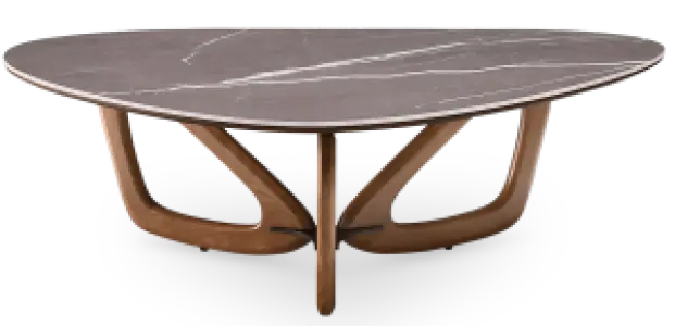 Japandi Salontafel Butterfly | Antraciet Keramiek | Walnoot Onderstel