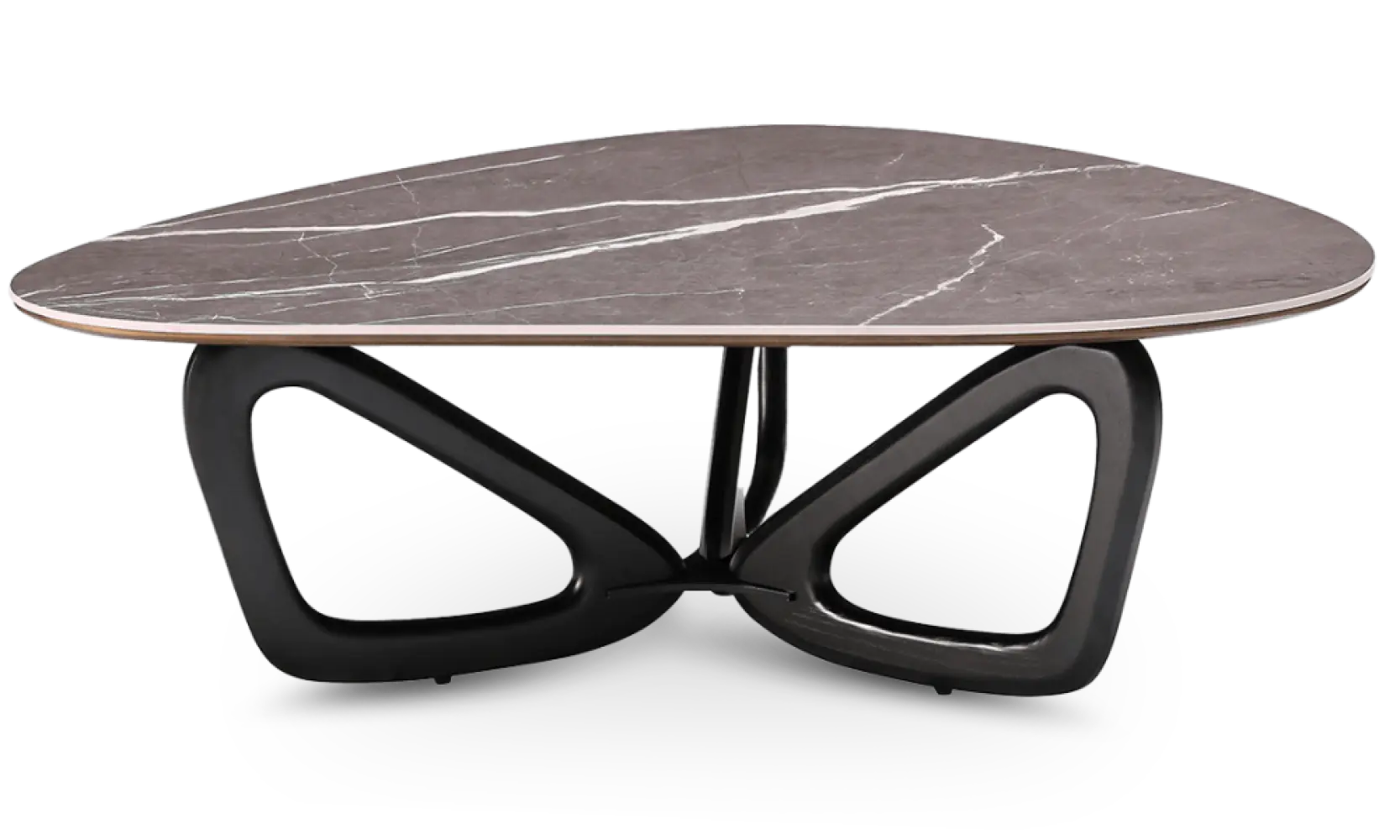 Japandi Salontafel Butterfly | Antraciet Keramiek | Zwart Onderstel