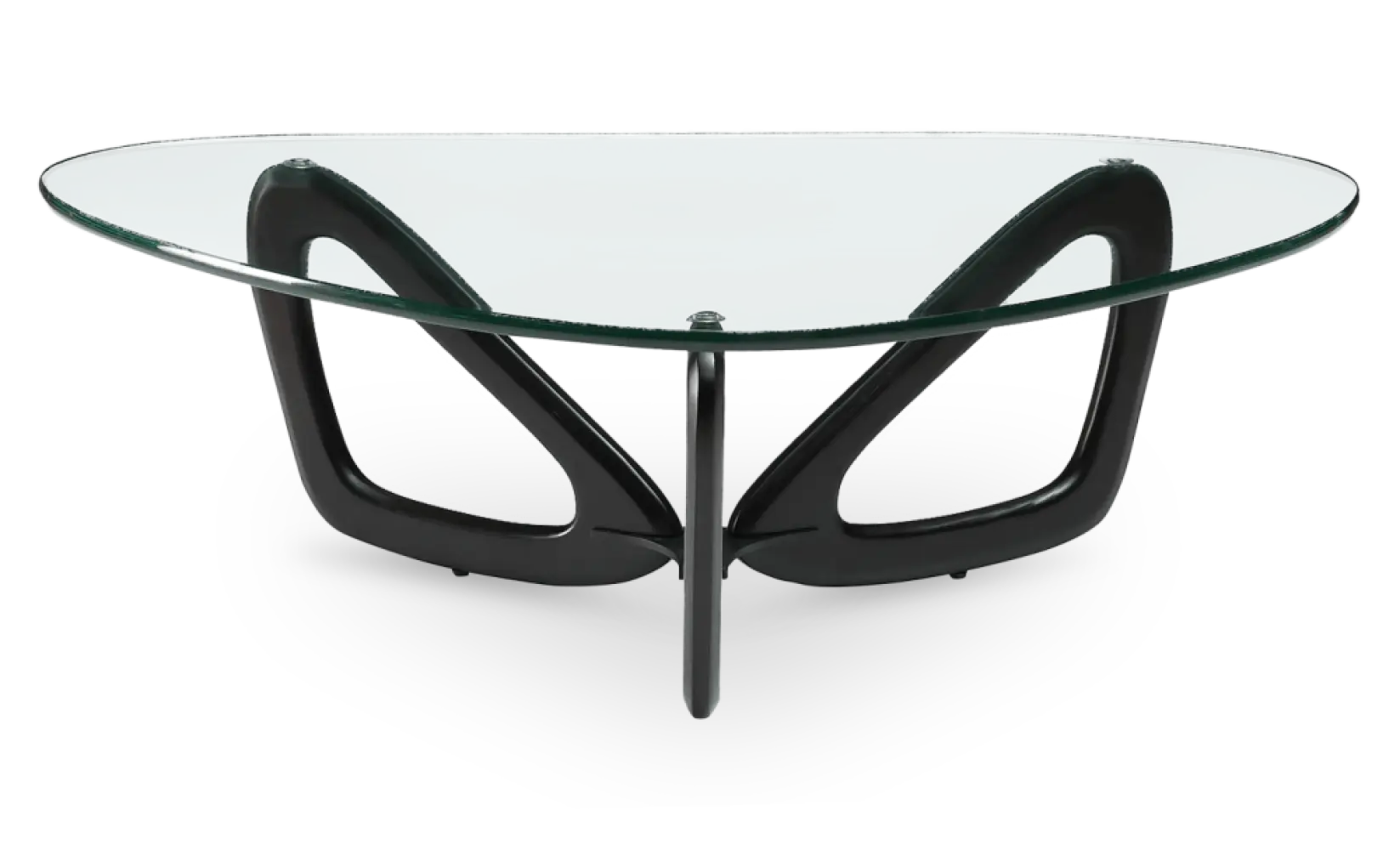 Japandi Salontafel Butterfly | Glazen Blad | Zwart Onderstel