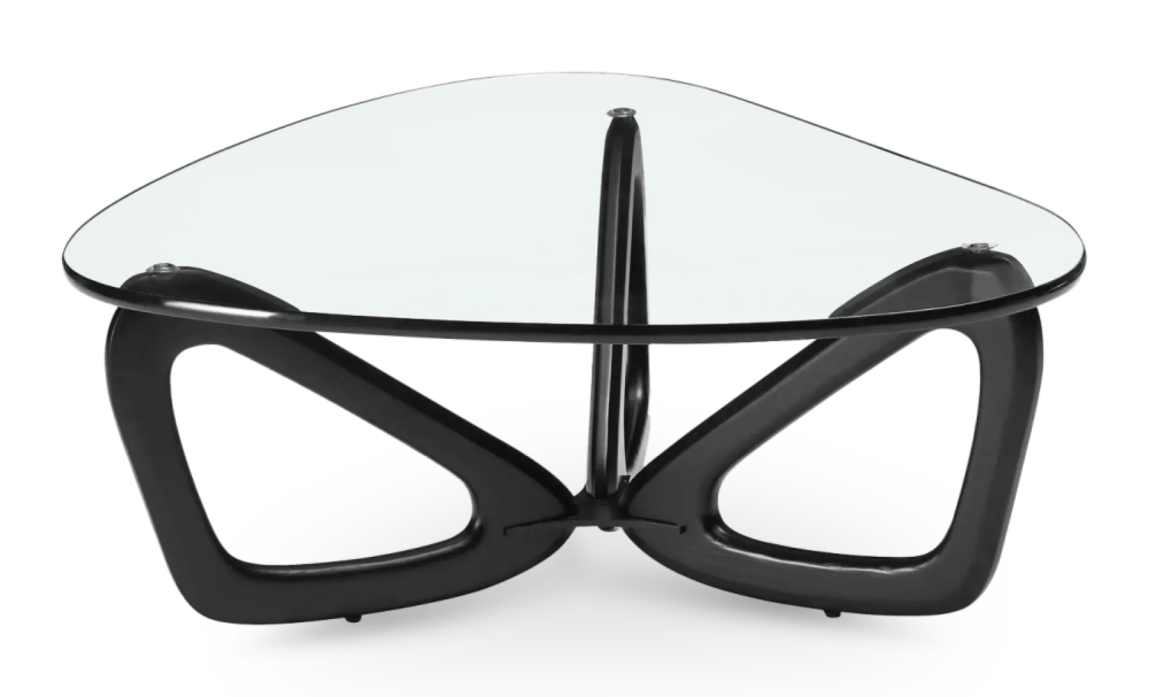 Japandi Salontafel Butterfly | Glazen Blad | Zwart Onderstel