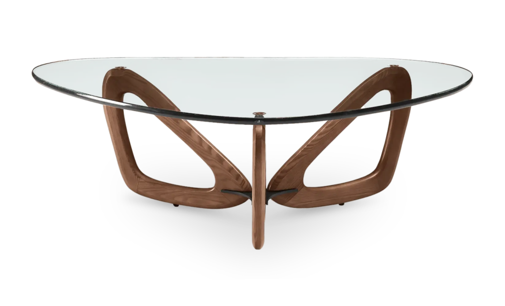 Japandi Salontafel Butterfly | Glazen Blad | Walnoot Onderstel