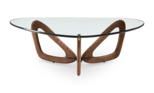 Japandi Salontafel Butterfly | Glazen Blad | Walnoot Onderstel