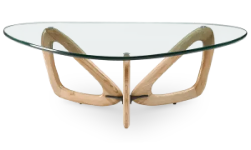 Japandi Salontafel Butterfly | Glazen Blad | Essen Onderstel