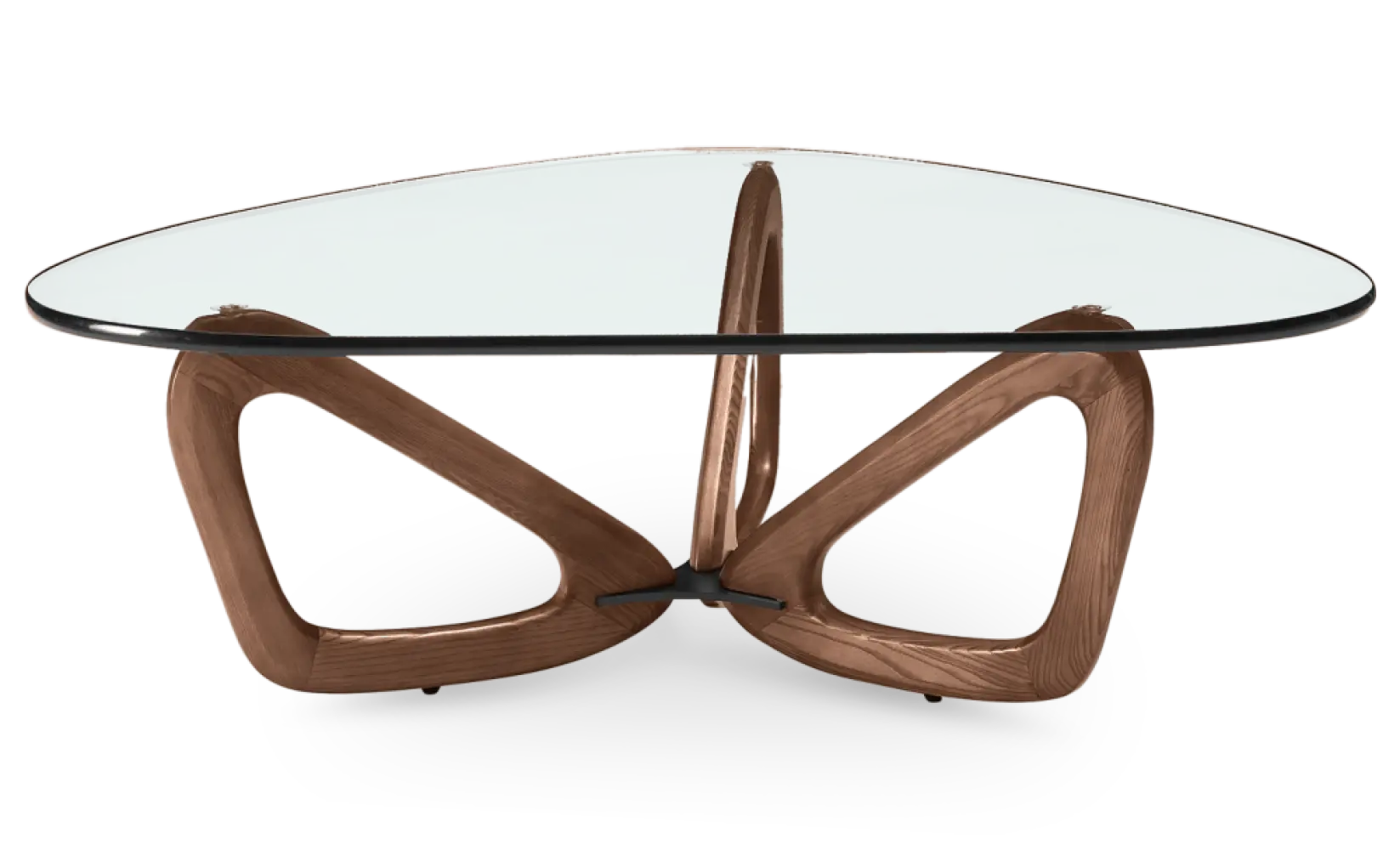 Japandi Salontafel Butterfly | Glazen Blad | Walnoot Onderstel