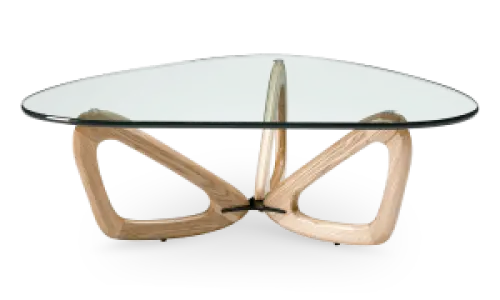 Japandi Salontafel Butterfly | Glazen Blad | Essen Onderstel
