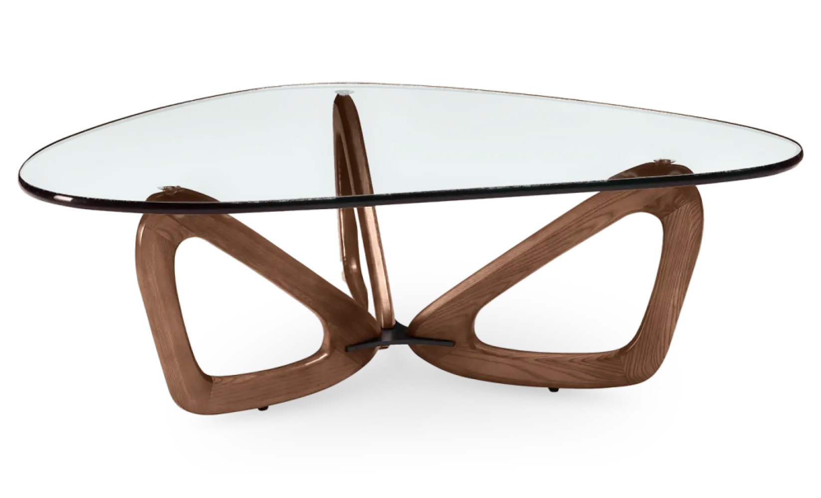 Japandi Salontafel Butterfly | Glazen Blad | Walnoot Onderstel