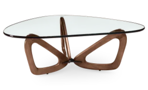 Japandi Salontafel Butterfly | Glazen Blad | Walnoot Onderstel