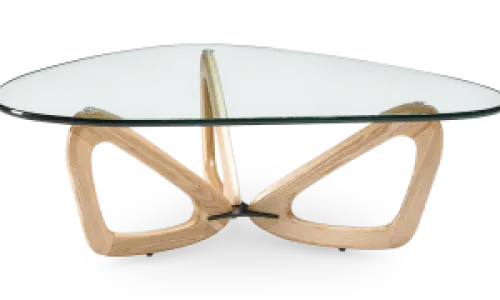 Japandi Salontafel Butterfly | Glazen Blad | Essen Onderstel