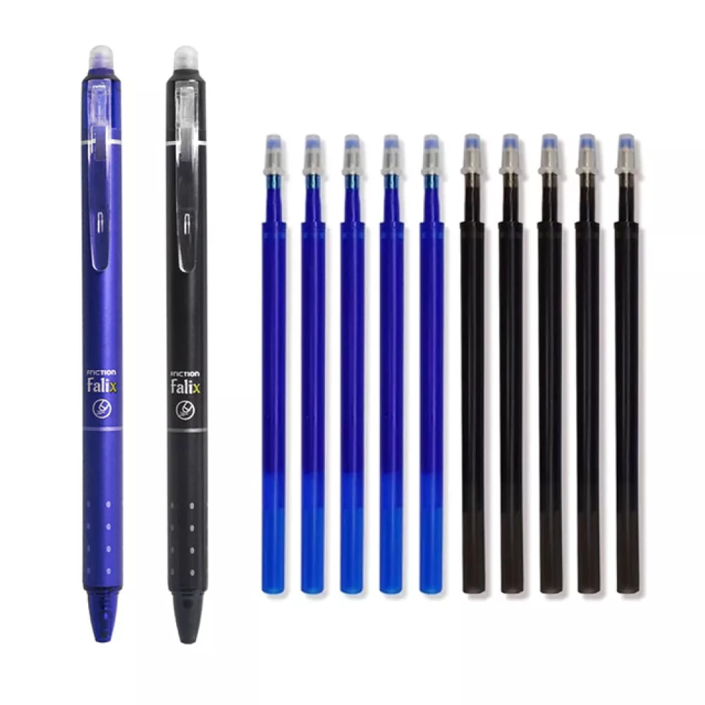 Frixion Uitwisbare Pen | Zwart en Blauw | Met navullingen | 12-delig