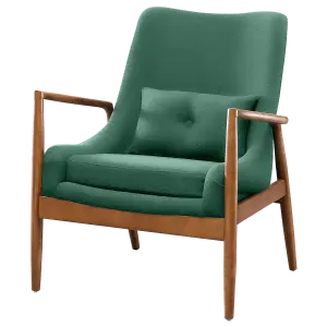 Cavel Flyder Scandinavische Lounge Chair Teddy Groen Walnoot