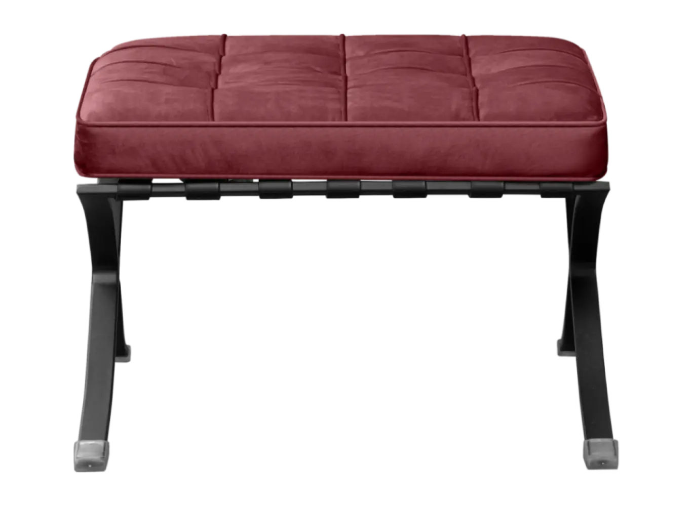 Paviljoen Ottoman Rood Velvet | Zwart Frame Barcelona Ottoman Bordeaux Red Velvet | Black Frame