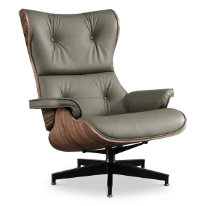 Cavel Lounge Chair Olijf Groen Leer | Naturel Palissander Schalen