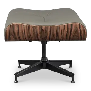 Cavel Lounge Chair Ottoman / Hocker Olijf Groen Leer | Naturel Palissander Schaal