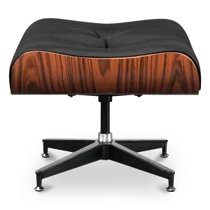 Cavel Lounge Chair Ottoman / Hocker Zwart Leer | Palissander Schaal