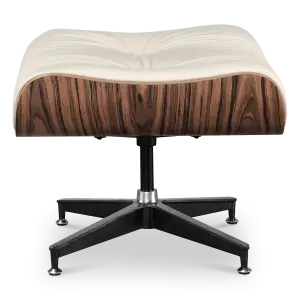 Cavel Lounge Chair Ottoman / Hocker Offwhite Leer | Naturel Palissander Schaal