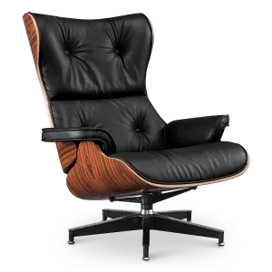 Cavel Lounge Chair Zwart Leer | Palissander Schalen