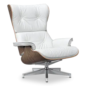 Cavel Lounge Chair Wit Leer | Walnoot Schalen