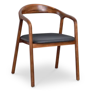 Artson Eetkamerstoel | Walnoot Hout | Zwart PU Leer