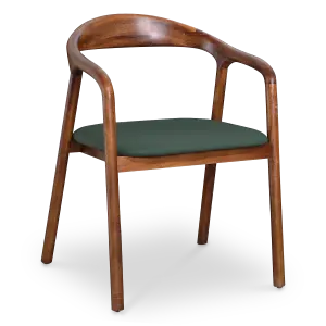 Artson Eetkamerstoel | Walnoot Hout | Groen PU Leer