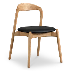 Bow Eetkamerstoel | Essen Hout | Zwart PU Leer