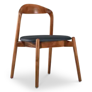 Bow Eetkamerstoel | Walnoot Hout | Zwart PU Leer