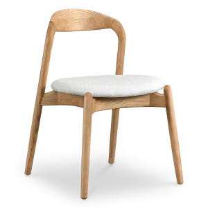 Bow Eetkamerstoel | Essen Hout | Wit Boucle