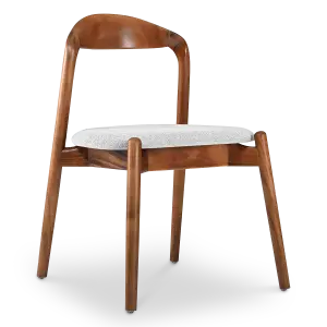 Bow Eetkamerstoel | Walnoot Hout | Wit Boucle