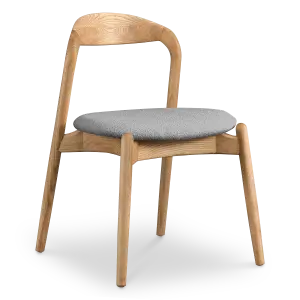 Bow Eetkamerstoel | Essen Hout | Grijs Boucle