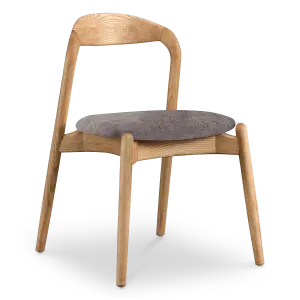 Bow Eetkamerstoel | Essen Hout | Grijs Bruin Chenille