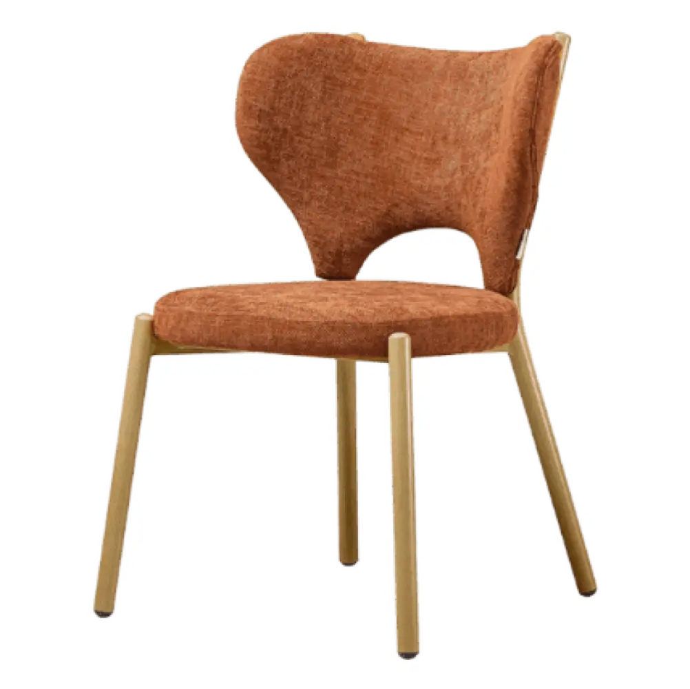 Japandi Eetkamerstoel Cho | Terracotta Chenille | Eiken
