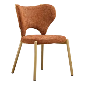 Japandi Eetkamerstoel Cho | Terracotta Chenille | Eiken