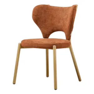 Japandi Eetkamerstoel Cho | Terracotta Chenille | Eiken