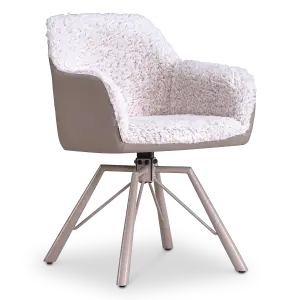 Draaibare Eetkamerstoel Nord | Taupe Sheepskin Taupe Leer  | Taupe Onderstel