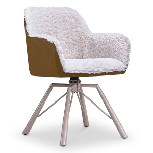Draaibare Eetkamerstoel Nord | Taupe Sheepskin Cognac Leer  | Taupe Onderstel