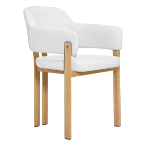 Japandi Eetkamerstoel Isamu | Wit Boucle | Eiken Onderstel