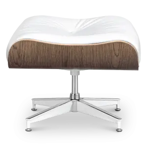Cavel Lounge Chair Ottoman / Hocker Wit Leer | Walnoot Schaal