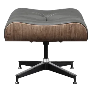 Cavel Lounge Chair Ottoman / Hocker Grijs Leer | Walnoot Schaal
