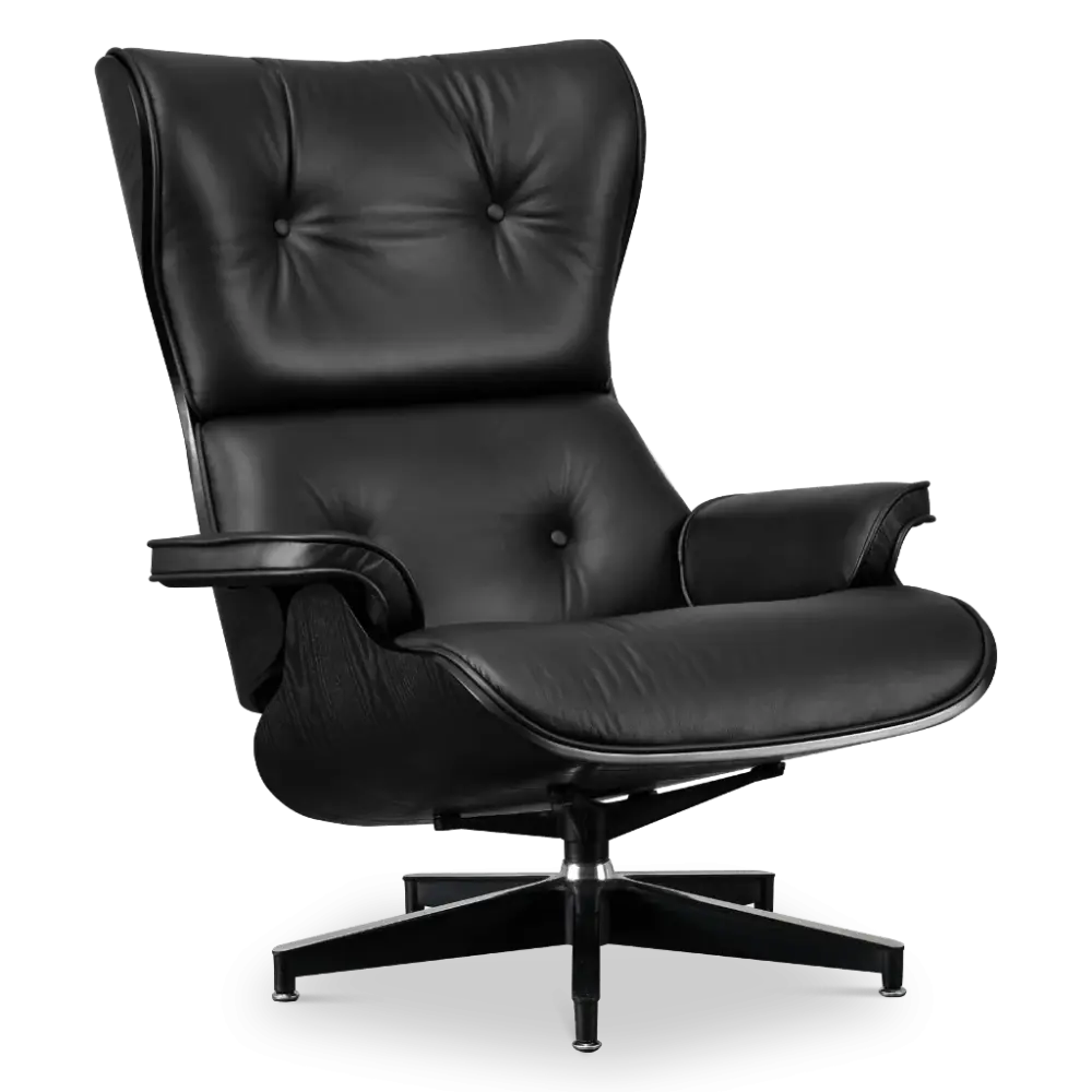 specificaties cavel lounge chair zwart leer zwarte schalen