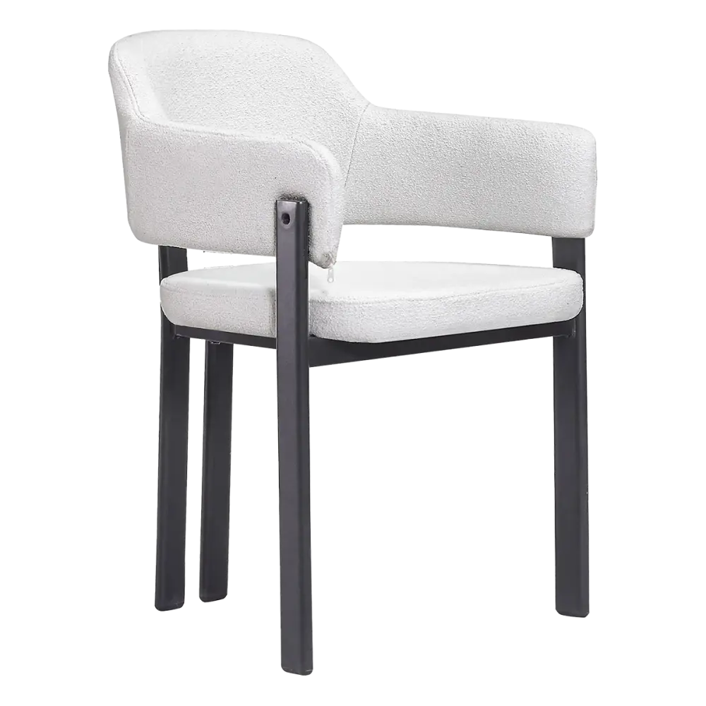 specificaties-isamu-eetkamerstoel-zwarte finish-wit bouclé