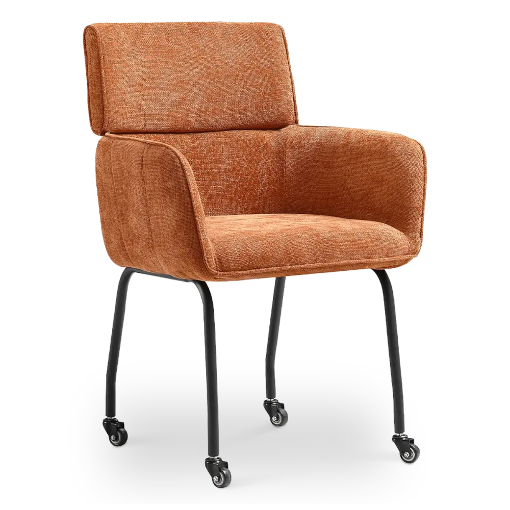 specificaties-modar-eetkamerstoel-zwarte poot-terracotta chenille