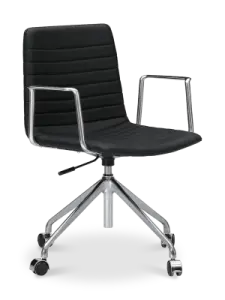 Cavel Lincoln Bureaustoel | Zwart PU Leer | Chroom