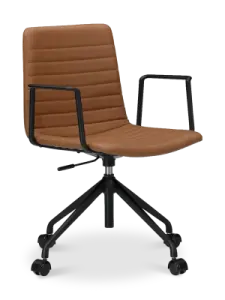 Cavel Lincoln Bureaustoel | Cognac PU Leer | Mat Zwart